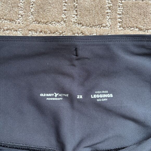 Old Navy PowerSoft Leggings Women's 2X Black Sheer Compression Pockets 7/8 Ankle - Picture 4 of 9